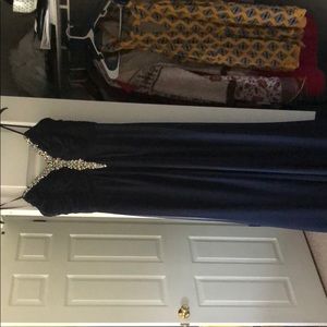 Floor length royal blue dress